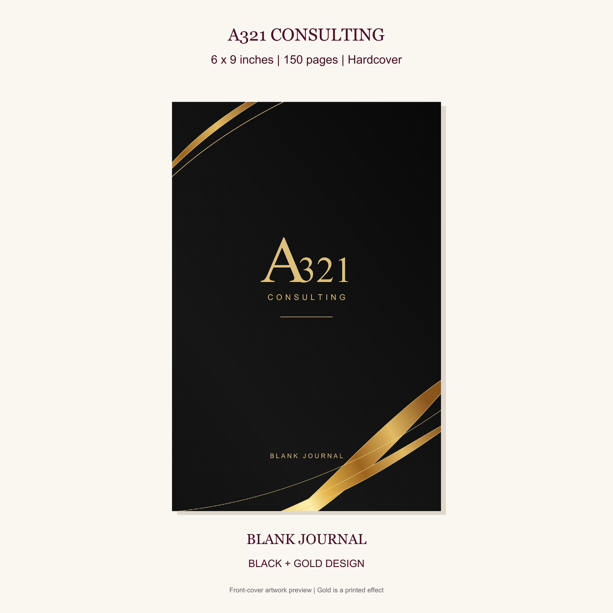 A321 - 6 x 9, 150 page Blank Journal - black front cover