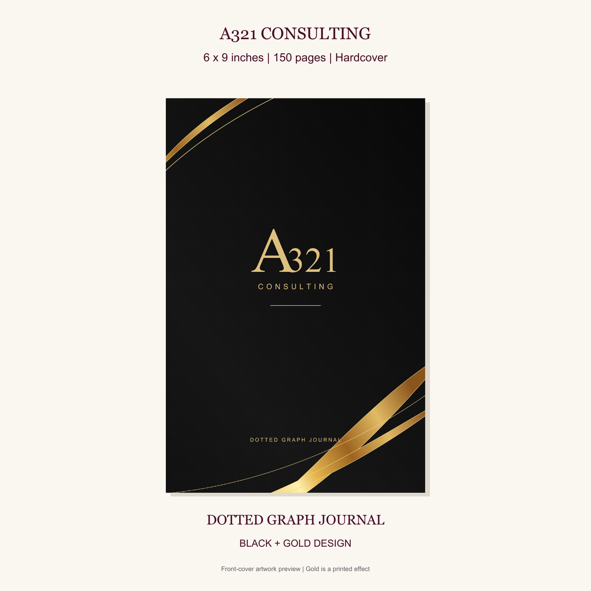 A321 - 6 x 9, 150 page Dotted Graph Journal - black front cover