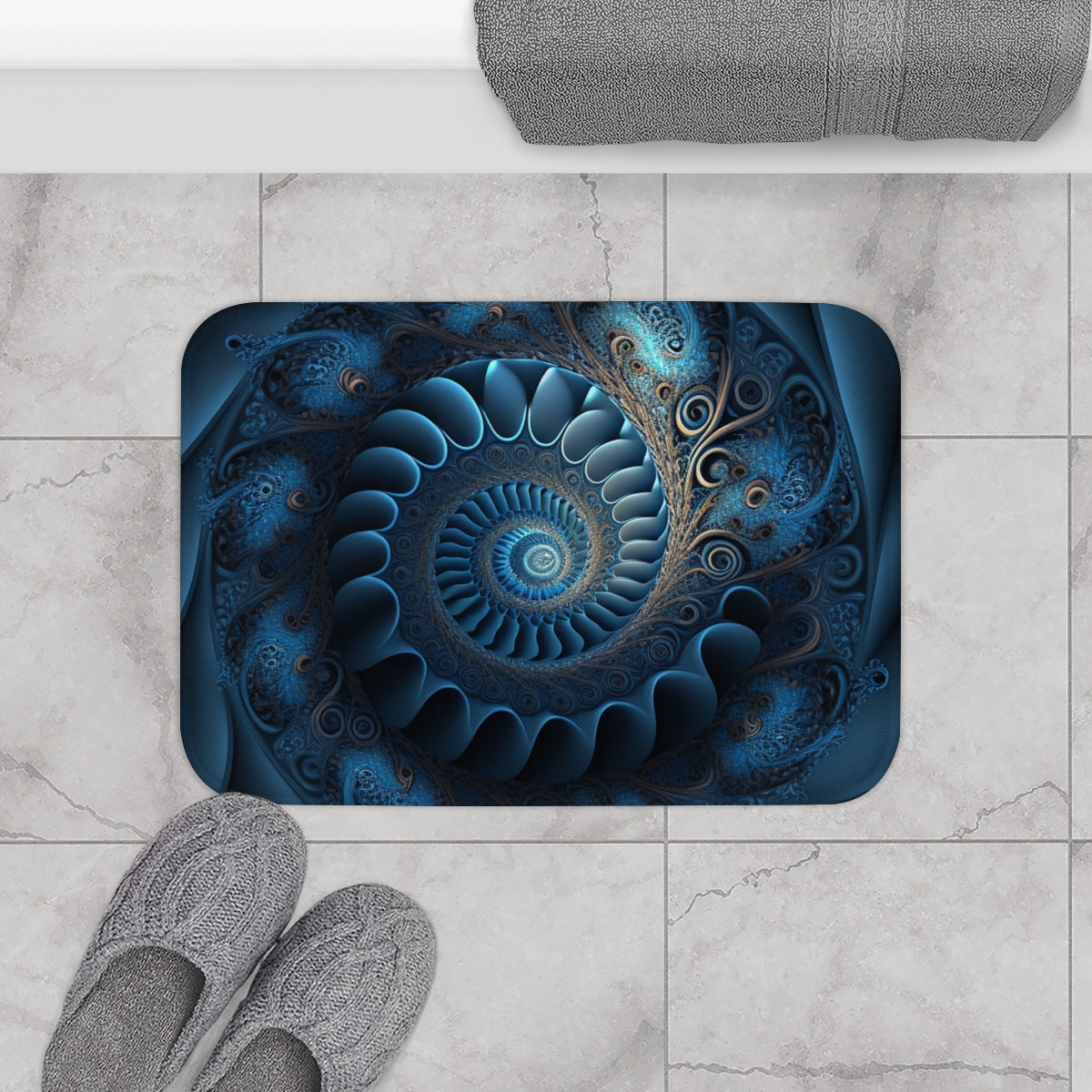 Cream Fractal Bath Mat