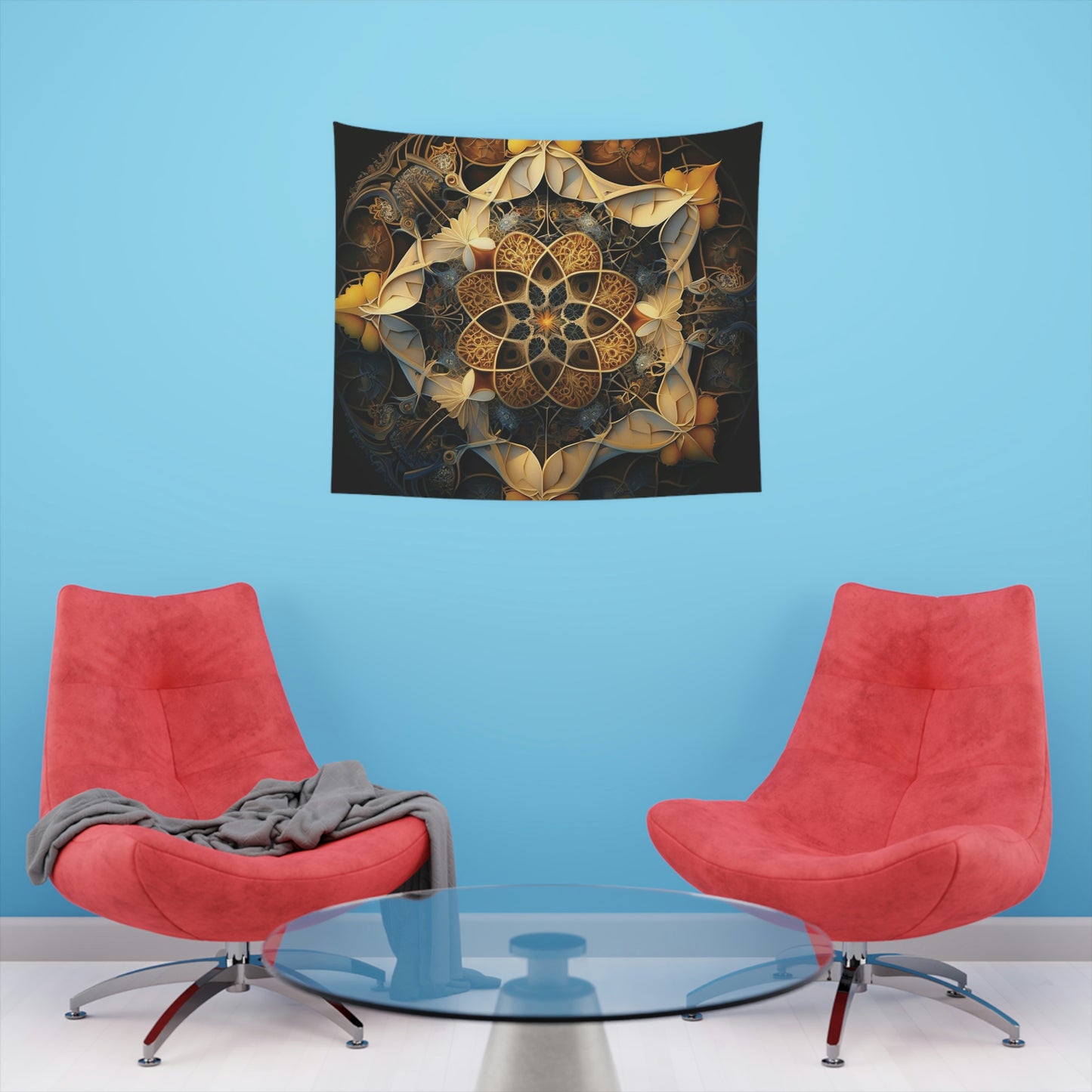 Autumn Fractal Star Printed Tapestry