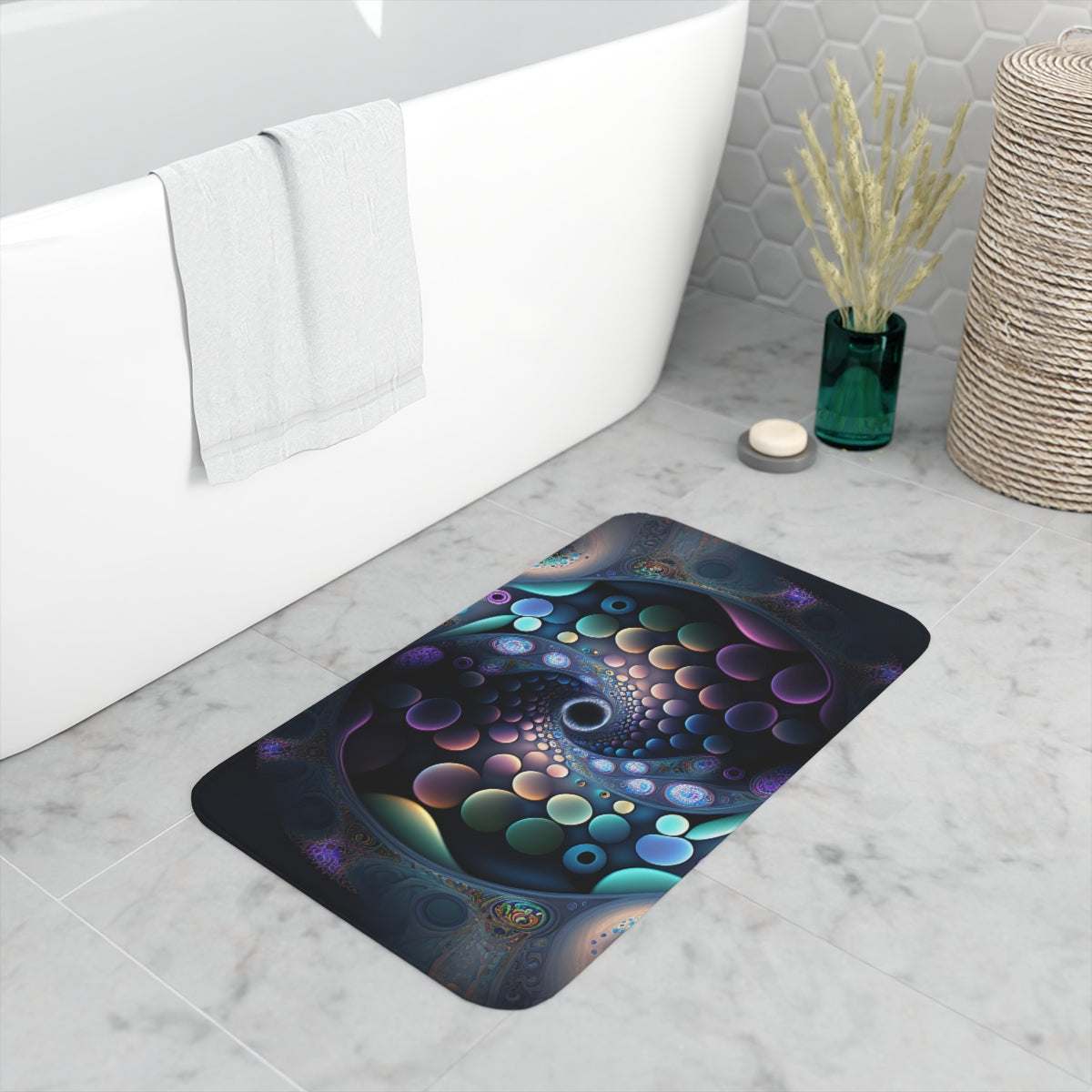 Colorful Fractal Memory Foam Bath Mat