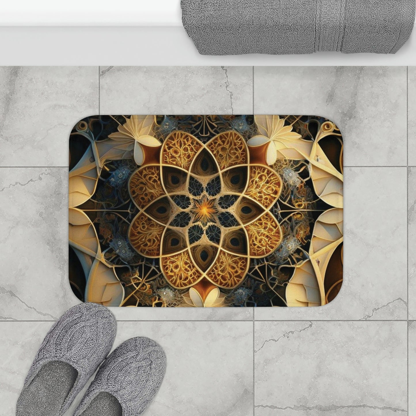 Autumn Fractal theme Bath Mat