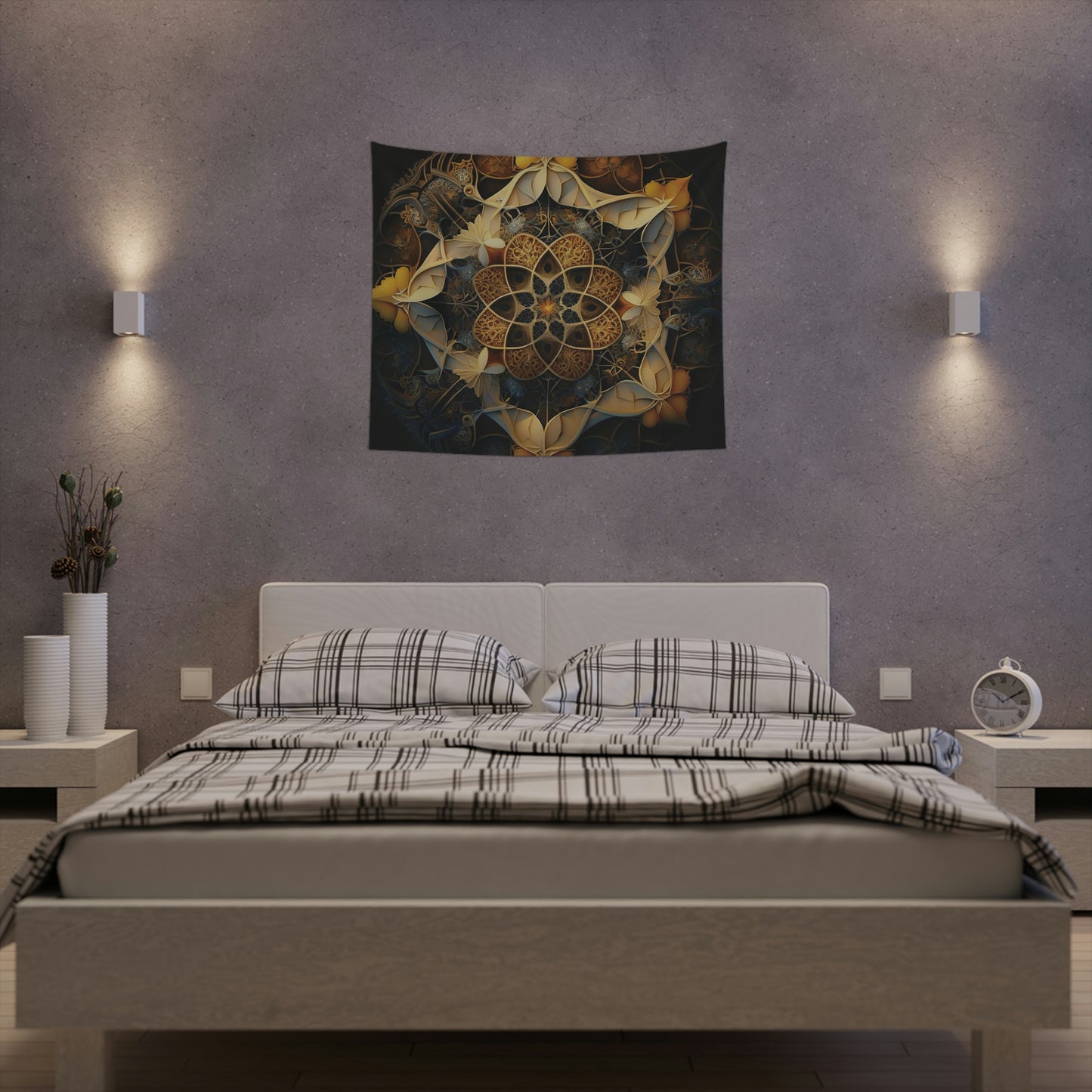 Autumn Fractal Star Printed Tapestry