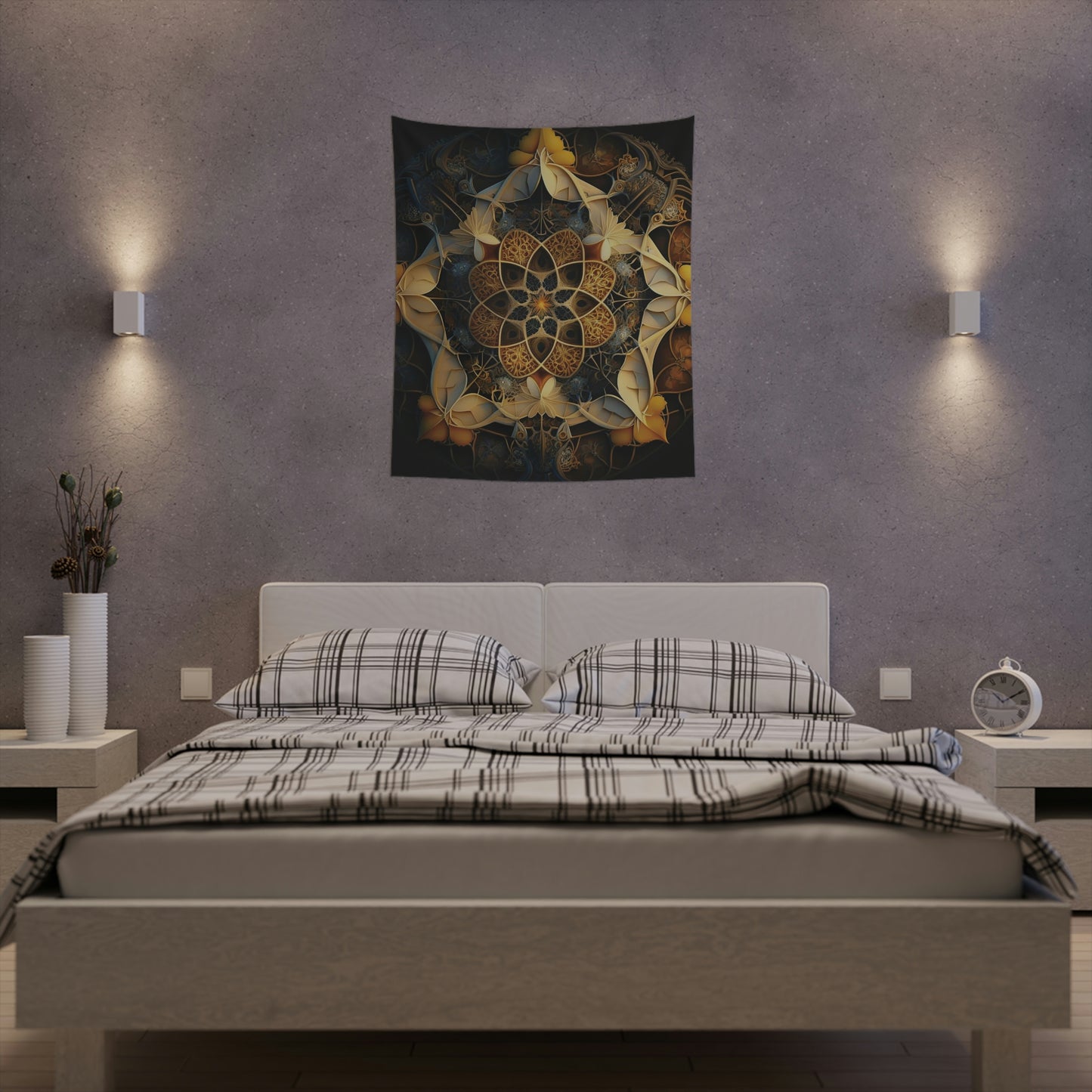 Autumn Fractal Star Printed Tapestry