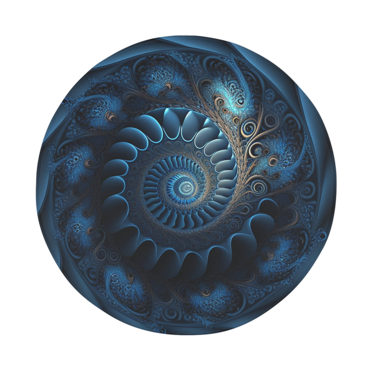 Blue Fractal Polyester Bath Mat